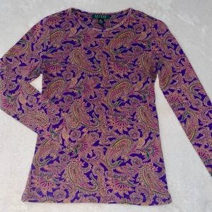 Vintage Ralph Lauren Paisley Print Long Sleeve Fitted Shirt